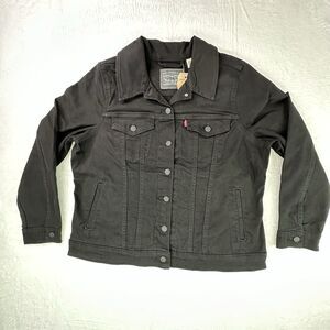 NWT Levi's Women Black Button-Down Original Denim Trucker Jean Jacket Size 1X